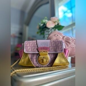 Fendi Metallic Limited Edition Clutch Handbag